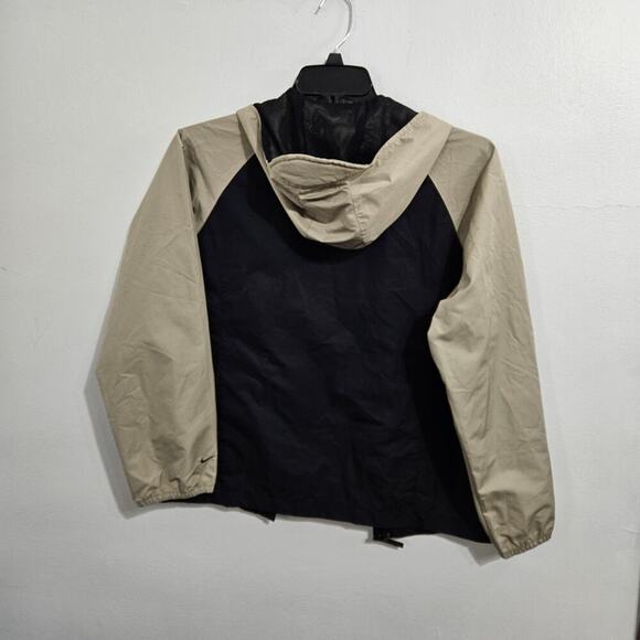Nike Windbreaker Size Small Women’s Jacket Full Zip Hood Pockets Black/Tan - Picture 3 of 4